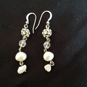 Escape from Paris Earrings Pearl Rhinestone Crysta